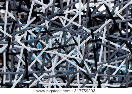 Background Of Variety Colors Of Rattan Lines That Are Alternately Woven Into Mesh Style