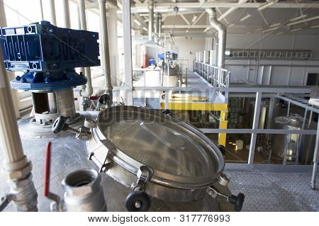 Belarus, The City Of Mensk, April 12, 2019. Chemical Production.chemical Production. Metal Tanks For