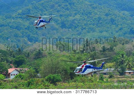 Langkawi, Malaysia - Mar 31, 2019. Royal Malaysian Police Agustawestland Aw139 Taking-off From Langk