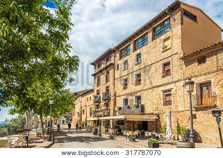 Alquezar,spain - May 19,2019 - In The Streets Of Alquezar. Alquezar Is A Municipality In The Provinc