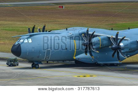 Langkawi, Malaysia - Mar 29, 2019. A Royal Malaysian Air Force (rmaf) Airbus A400m Atlas Docking At 