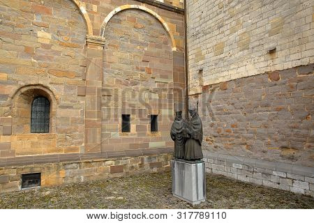 Statues Of Bishops Monulphus And Gondulphus, Located In A Courtyard At The External Southern Side Of