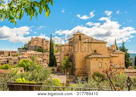 View At The Church Of Saint Michael And Collegiate Church In Alquezar Village - Spain