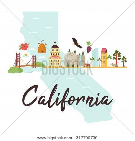 Bright Design With Famous Places Of California