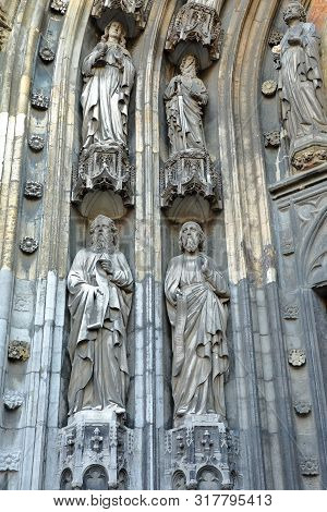Details Of The Carvings Located Around The Northern Entrance Door To The Basilica Of Saint Servatius