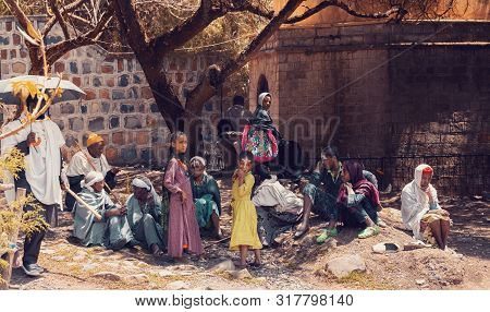 Faithful Pilgrims In Debre Libanos, Monastery In Ethiopia