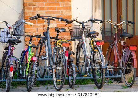 Verona, Italy - July,  , 2019: bycicle on a strett of  Verona , Italy