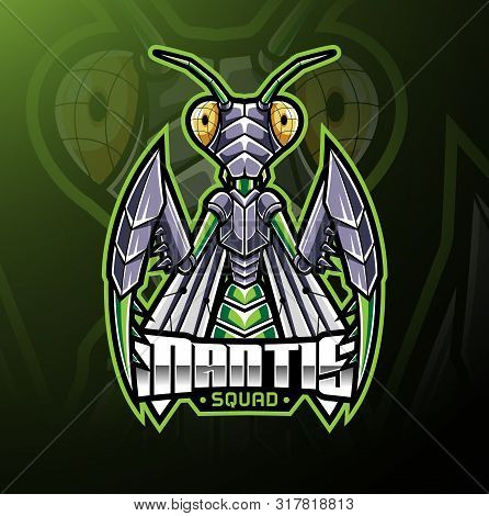 Mantis Sport Mascot Logo Design With Text
