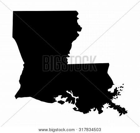 Louisiana Dark Silhouette Map Isolated On White Background