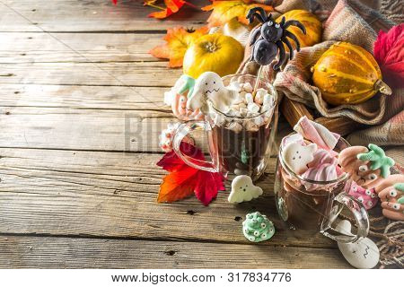 Halloween Funny Hot Chocolate With Marshmallows