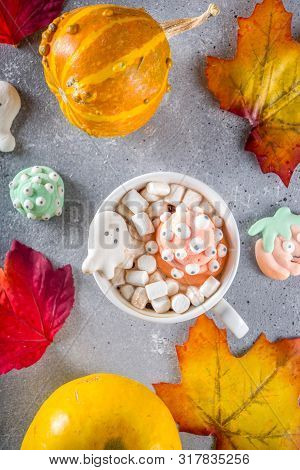Halloween Funny Hot Chocolate With Marshmallows