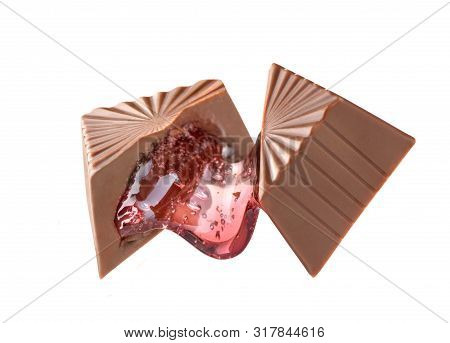 Chocolate Candy With The Current Filling Isolated