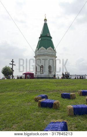 Russia, Krasnoyarsk, July 2019: Chapel Of Paraskeva Pyatnitsa At The Karaulnaya Mountain In Krasnoya