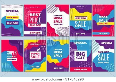 Sale Offers Flyer. Adverizing Banners Template Special Marketing Tags Discound With Abstract Mobile 