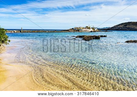 Agios Fokas Region Of Monemvasia. Greek Coastline With Small Cemetery On Sea Shore, Maleas Peninsula