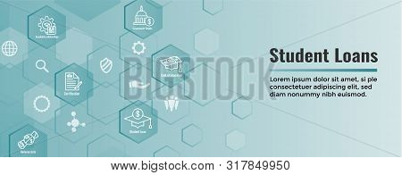 Student Loans Icon Set And Graduation Web Header Banner