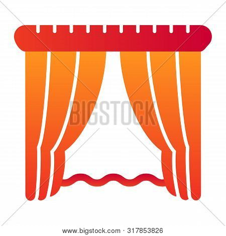 Window Curtains Flat Icon. Home Interior Color Icons In Trendy Flat Style. Window Decoration Gradien