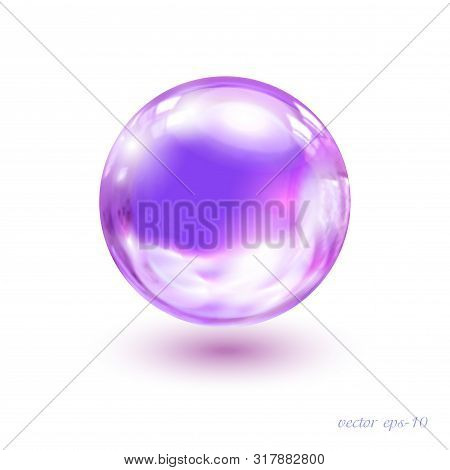 Glass Ball Vector .violet - Purple Crystal Magic Ball .realistic Balloon For Labels, Advertising.