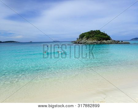 Free Diving On A Caribbean Island From The Shore.