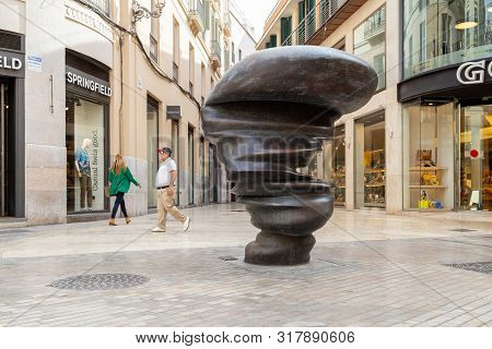 Malaga, Spain - May 24, 2019: Points Of View Sculpture By British Artist Tony Cragg In The City Cent