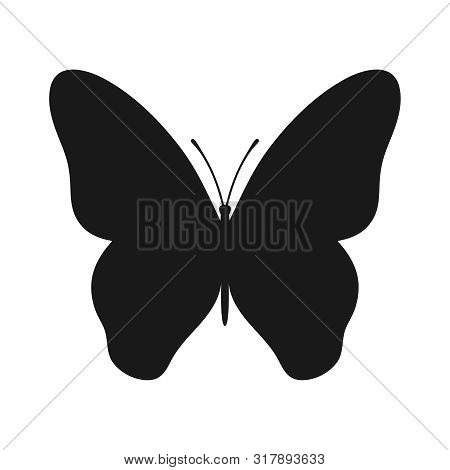 Butterfly graphic icon. Butterfly black sign isolated on white background. Vector illustration