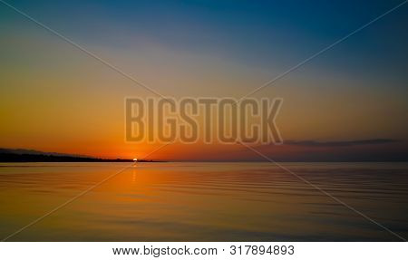 Sunrise Panoramic View To Issyk-kul Lake In Cholpon-ata, Kyrgyzstan