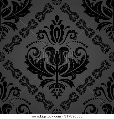 Orient Vector Classic Dark Pattern. Seamless Abstract Background With Vintage Elements. Orient Backg