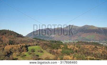 Stunning Autumn Fall Landscape Image Of The View From Catbells Near Derwentwater In The Lake Distric