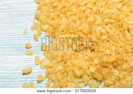 Uncooked Bulgur Close-up, Healthy Eating Concept, Food Background