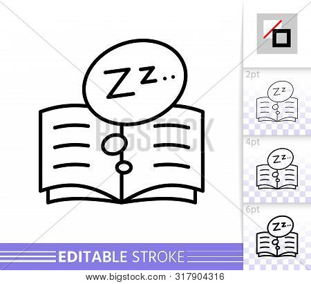 Bedtime Thin Line Icon. Read Banner In Flat Style. Book Poster. Zzz Linear Pictogram. Simple Illustr