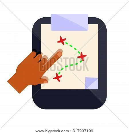 Sport Tactics Scheme For Couch, Team On Clip. Modern Flat Cartoons Style Vector Illustration Icons. 