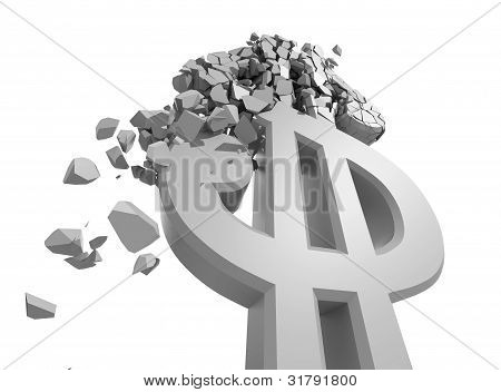 Image de signe Dollar en ruine rendue