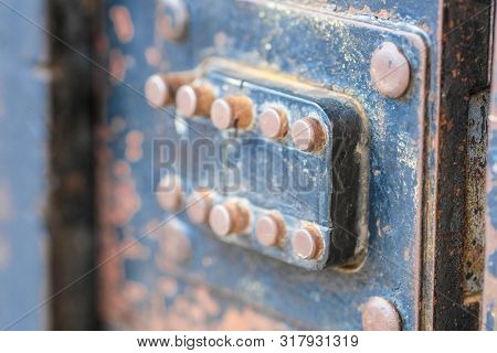 Retro metal doorphone close up