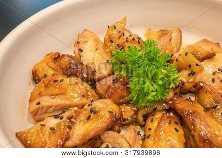 Delicious Korean Braised Chicken Slices With Sesame And Parsley