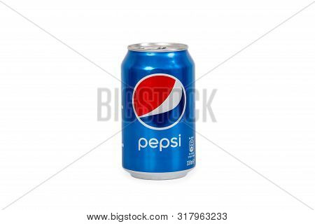 Riga, Latvia - August 19 ,2019 : 330ml Pepsi Can Isolated On White Background