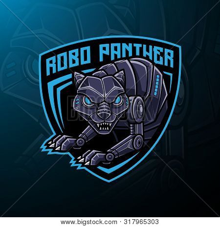 Panther Robot Mascot Logo Design With Text