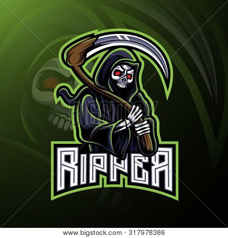 Skull Ripper Logo Mascot Design With Text