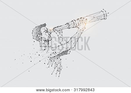 The Particles, Geometric Art, Line And Dot Of Watching The Telescope.
Abstract Vector Illustration. 