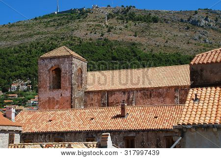 Dubrovnik (croatia): A House In The Old City, The Mountain Srd In The Background