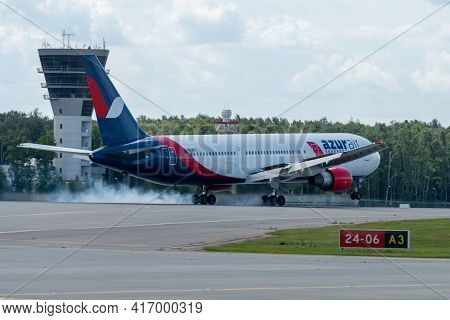 July 2, 2019, Moscow, Russia. Airplane Boeing 767-300 Azur Air Airline At Vnukovo Airport In Moscow.