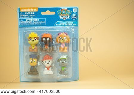 Bangkok, Thailand - April 15, 2021 : Nickelodeon Branded Paw Patrol Children Figurine Toy In Packagi