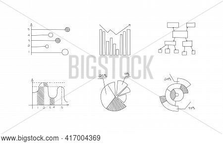 Set Of Hand Drawn Charts And Diagrams, Financial Business Presentation Templates Cartoon Vector Illu