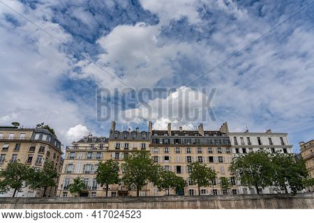 Haussmann Architecture Buildings Along Banks Of The Seine River
