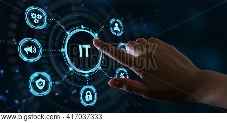 It Consultant Presenting Tag Cloud About Information Technology