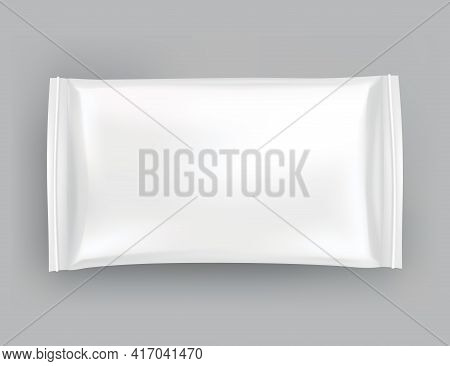 Packaging Mockup Or Pouch Template. Realistic Glossy Blank Of Doy Pack, Chip Snacks, Candy Pack Or C