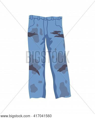 Dirty Clothes. Grease Stained Pants. Laundry Mud Stains On Garments. Uncleanliness Trousers. Symbol 