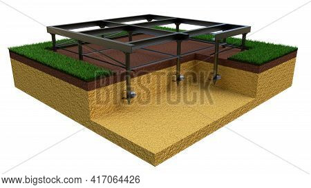 Helical Piers Foundation - Isolated Cgi Industrial 3d Rendering