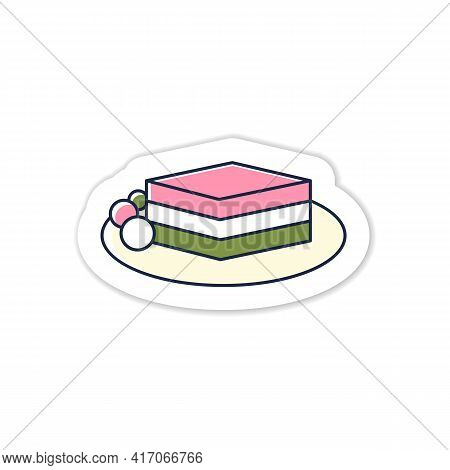 Hamachi Sticker Icon. Fried Japanese Amberjack On Plate. Traditional Dish Badge For Designs.spring J
