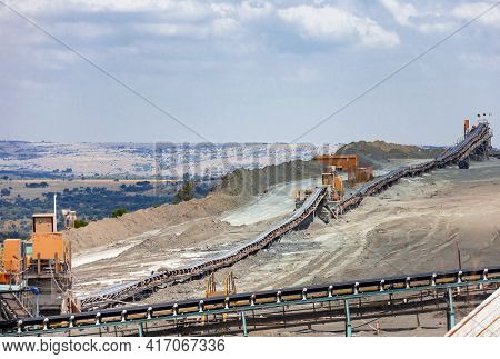 Conveyor For Sorting Rock And Raw Materials At A Mining Enterprise. Conveyor Designs At A Diamond Mi