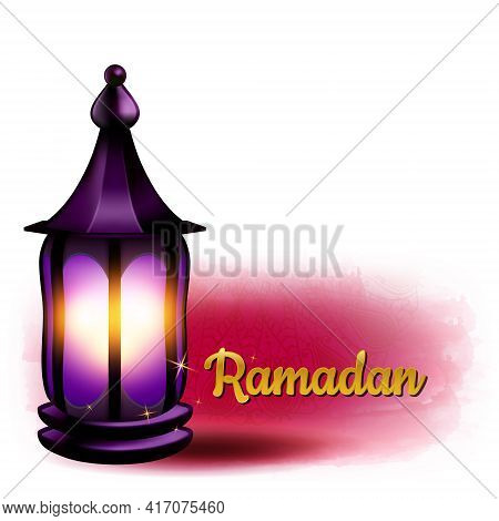 Vector Illustration Of A Lantern . The Muslim Feast Of The Holy Month Of Ramadan Kareem.